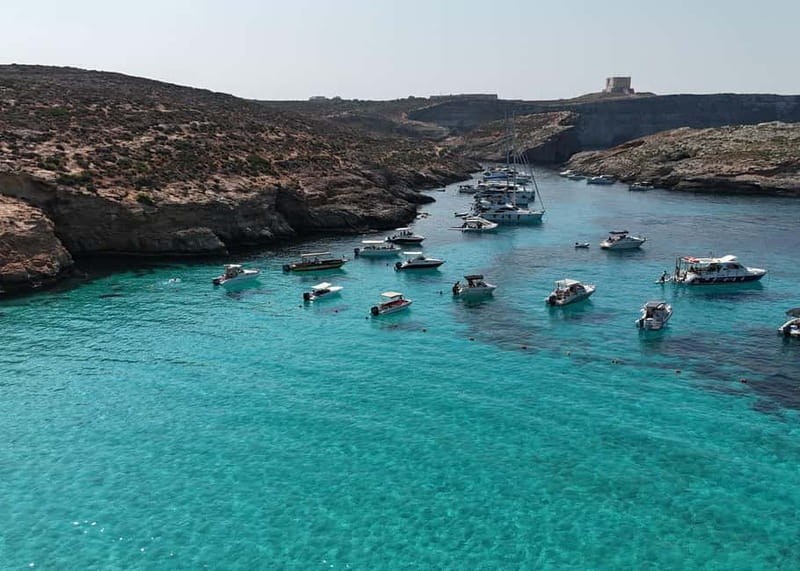 Blue Lagoon:Malta Crystal Lagoon, Comino,Private Speedboat - St. Mary Bay and the extra swim