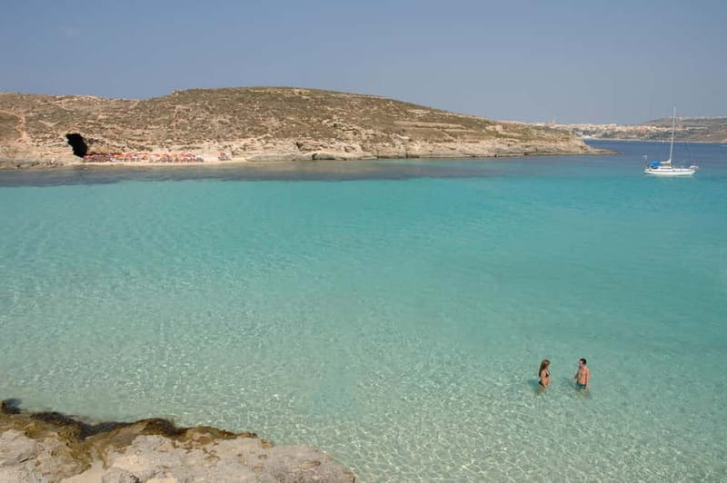 From Sliema/Bugibba: Best of Gozo & Comino Catamaran Tour VT - 105 minutes at Comino’s Blue Lagoon