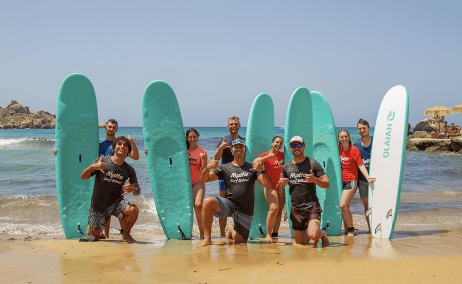 Malta Surf School, Beginner Surf Lessons - Starting beside the Singita kiosk