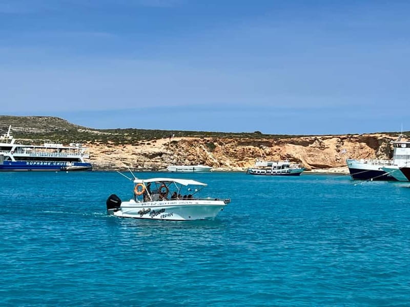 Mellieha: 1:00pm Speedboat round Comino Caves 2h Blue Lagoon - Elephant Rock and the Santa Maria Caves