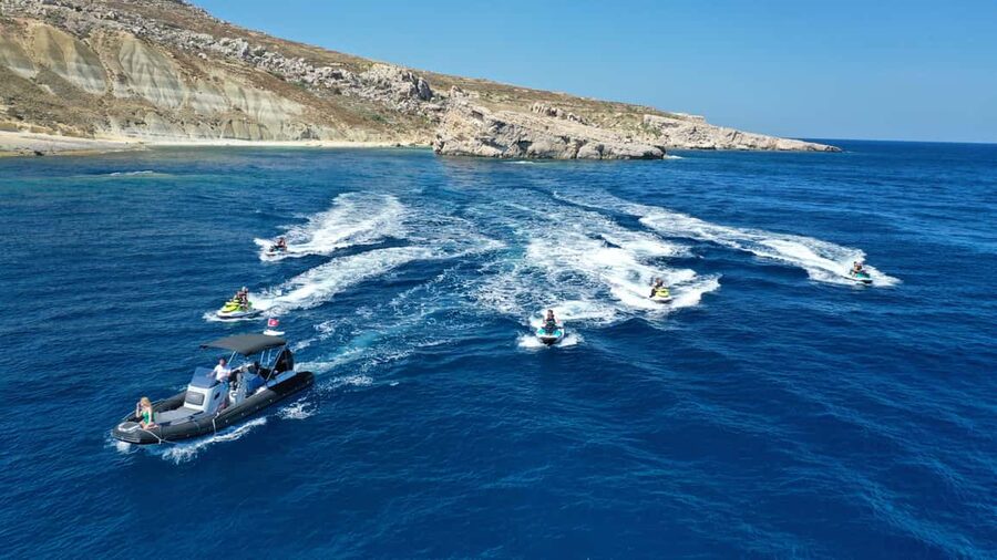 Mellieha: Comino and Blue Lagoon Jet Ski Safari Tour at 3 PM - Crossing toward Comino and St. Mary Battery