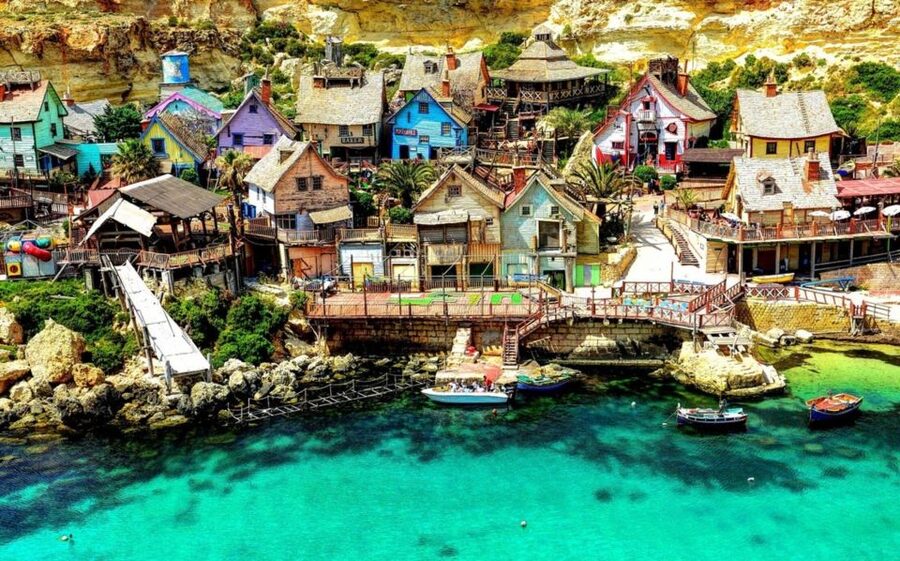 Mellieha: Popeye Village with Optional Private Transfers - Anchor Bay Lido and the summer water activities