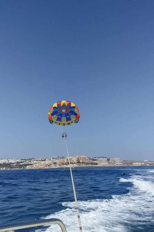 St. Julian's: Malta Parasailing Adventure with Photos - Getting fitted for the parasail